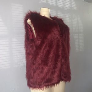 Burgundy faux fur vest